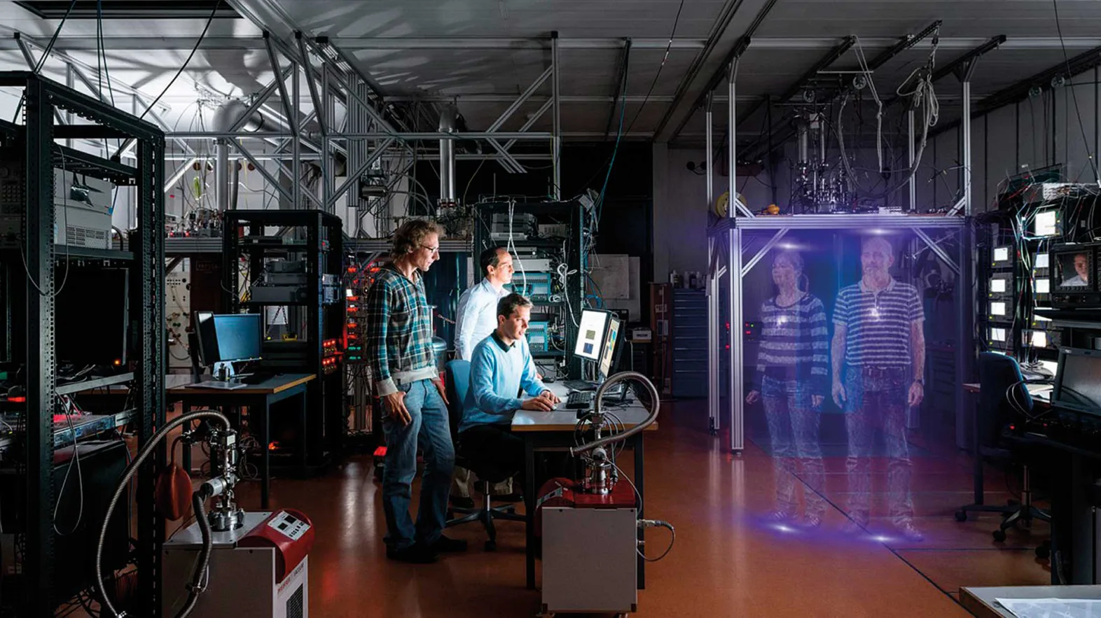 Eine Fotomontage von Wissenschaftlerinnen und Wissenschaftlern des Quantum Device Lab der ETH Zürich