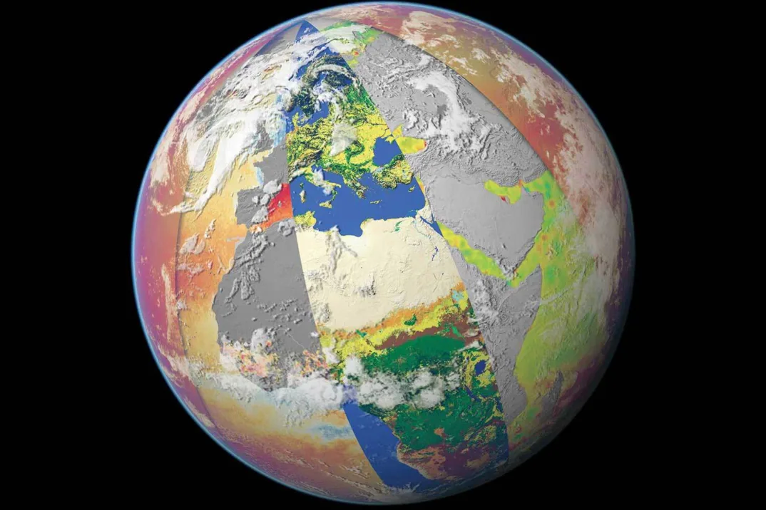 Ansicht der Erde von einem Satelliten